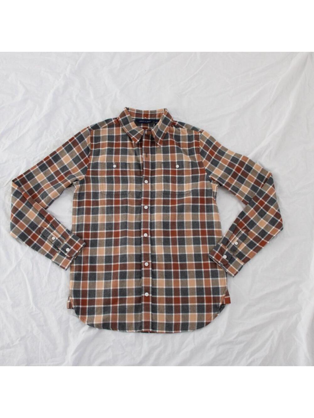 NWT Janie and Jack orange plaid button down shirt Size 12 years